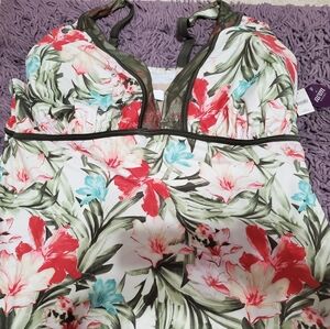 Floral Halter Swim Suiy Top- By Cashea  44DDD - Matching Bottoms Sold Seperately
